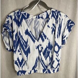 Sam Edelman - Women’s Adele Surplice Neck Crop Top - Size Medium - Linen Blend